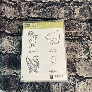 Stampin up HEY, CHICK Stamp Set 143331 Unmounted Wood Stamp Set